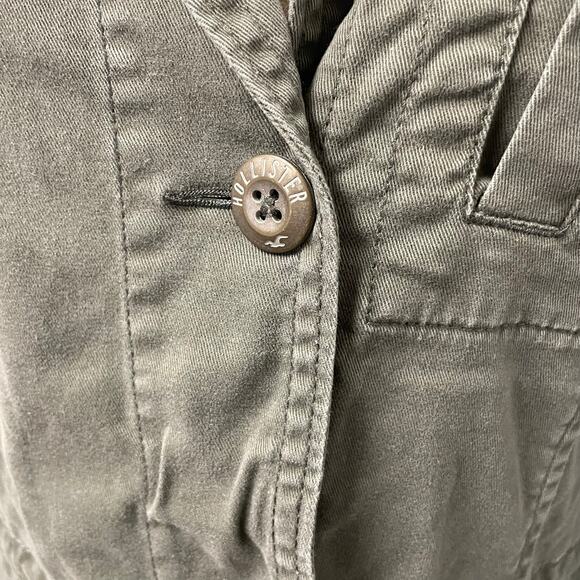 Y2K Hollister Olive Green Field Jacket Womens Medium Logo Utility Vintage - Picture 3 of 6